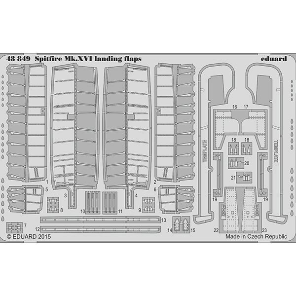 eduard 48849 Spitfire Mk.KVI Landing Flaps (Eduard) 1/48 Piezas en fotograbado para superdetallar la maqueta indicada. Escala 1/48