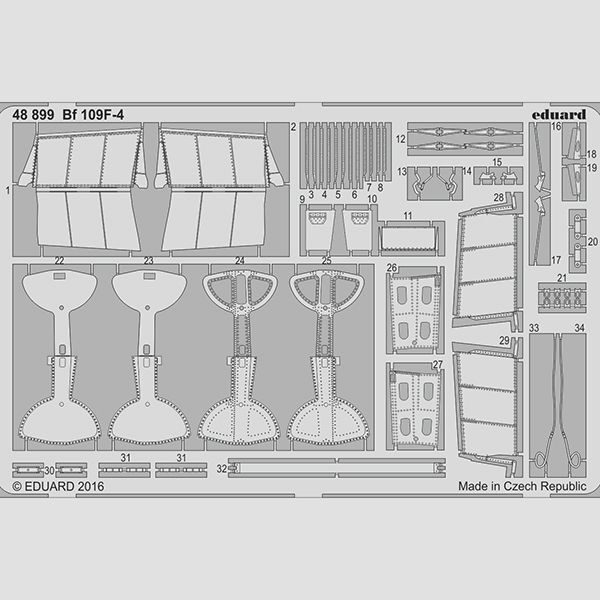 eduard 48899 Messerschmitt Bf 109F-4 (Eduard) 1/48 Piezas en fotograbado para superdetallar la maqueta indicada. Escala 1/48