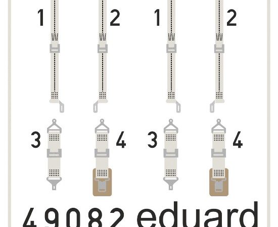 eduard 49082 Seatbelts USAAF WWII 1/48 Cinturones de seguridad impresos a color para las maquetas de aviones de la USAAF en la 2ªGM