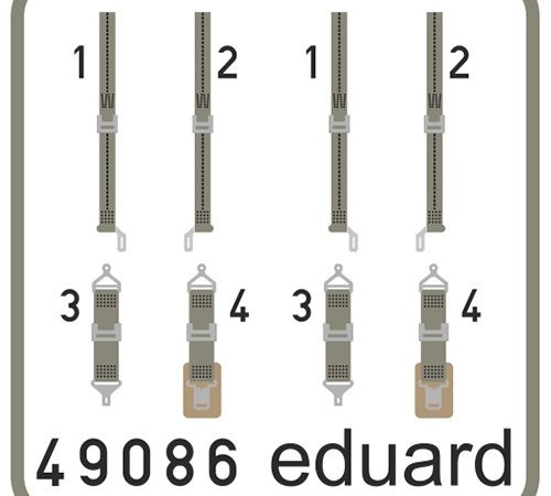 eduard 49086 Seatbelts USN WWII Green Superfabric 1/48 Cinturones de seguridad impresos a color para las maquetas de aviones de la marina americana en la 2ªGM.