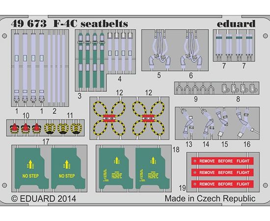 eduard 49673 Seatbelts F-4C Phantom 1/48 Cinturones de seguridad en fotograbado coloreado para la maqueta de F-4C Phantom.