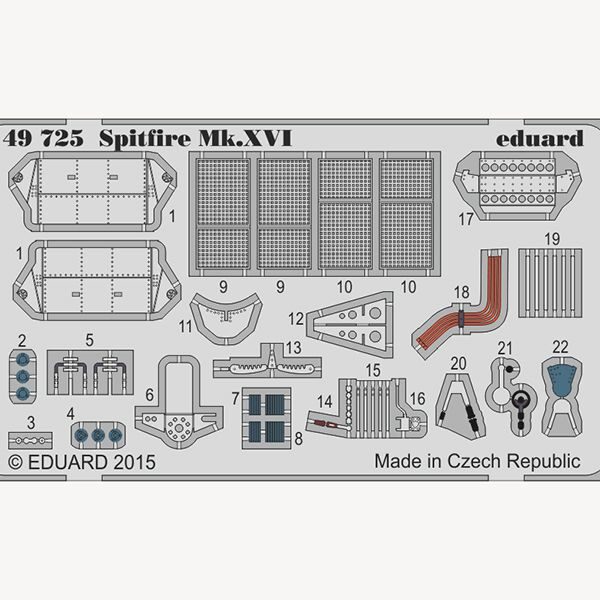 eduard 49725 Spitfire Mk.XVI (Eduard) 1/48 Piezas en fotograbado a color para superdetallar la maqueta indicada. Escala 1/48