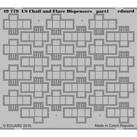 eduard 49779 US Chaff and Flare Dispensers 1/48 Dispensadores de contramedidas y bengalas en fotograbado coloreado para las maquetas de los aviones americanos modernos