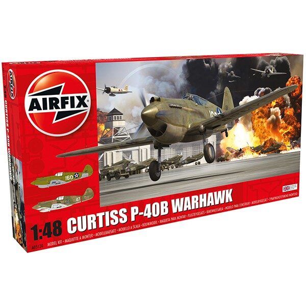AIRFIX a05130 Curtiss P-40B Warhawk Incluye 2 opciones de decoración: A: P40B Lt. George Welch, 47th PS, 15th PG, December 1941 Hawaii B: B: Hawk 81-A-2 No47 (P-8127) Robert T. Smith, 3rd Squadron (Hell's Angels) American Volunteer Group, Kunming, China, June 1942