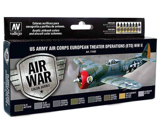 av71182 US Army Air Corps Colors ETO WWII Set de 8 colores Model Air de 17 ml para aerografía.