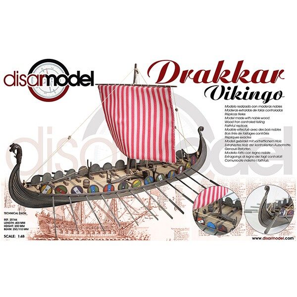 disarmodel 20164 Drakkar Vikingo 1/48 La palabra Drakkar es una transformación de un antiguo término islandés usado para designar a los dragones.