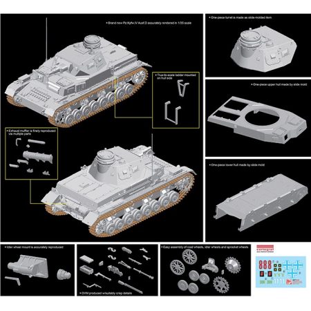 dragon 6873 Pz.Kpfw.IV Ausf.D Kit en plástico para montar y pintar. Dos opciones de decoración. Piezas 175+