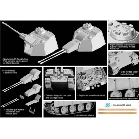 dragon 7488 German 5.5cm Zwilling Flakpanzer Kit en plástico para montar y pintar un tanque antiaéreo Panther