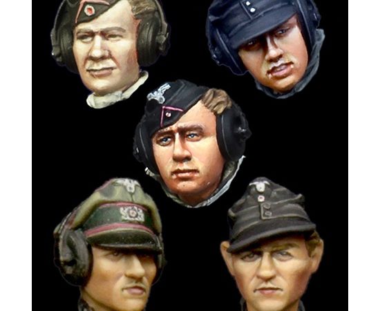 alpine miniatures H021 German Panzer Crew Head Set 1 Juego de 5 cabezas de tripulantes de tanque alemanes durante la 2ªGM. Cabezas modeladas en resina a escala 1/35.