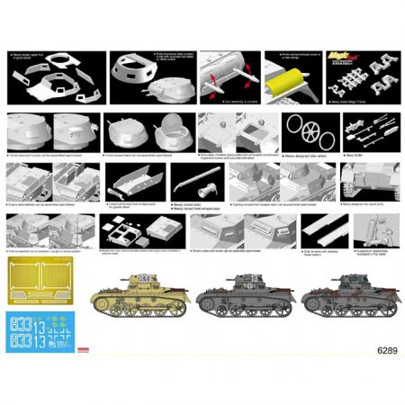 dragon 6289 Pz.Kpfw.I Ausf.A Early Production Kit en plástico para montar y pintar. Incluye piezas en fotograbado y cadenas por eslabones individuales.