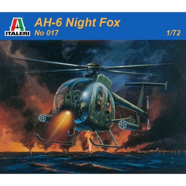 italeri 0017 AH-6 Night Fox Kit en plástico para montar y pintar. Hoja de calcas con 2 decoraciones