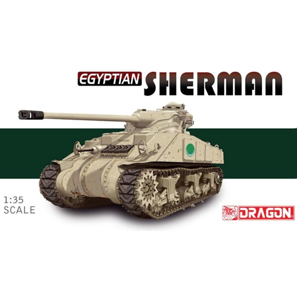 dragon 3570 Egyptian Sherman Kit en plástico para montar y pintar. Representa un Sherman egipcio formado por un casco de Sherman M4A2 Diesel con una torreta FL-10 del AMX-13.