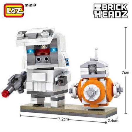 Loz 1502 Star Wars trooper + BB8 Brick Headz 240 pcs Construye y colecciona con los bloques de Loz, tus personajes favoritos.