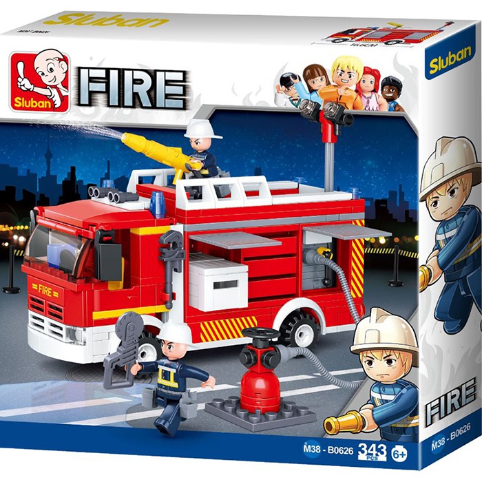 Sluban B0626 Fire Conventional Pumper Juego de construcción por bloques de plástico compatibles con Lego y otras marcas. Una forma fácil y divertida de construir tus primeros modelos y favorecer el desarrollo e imaginación de niño.