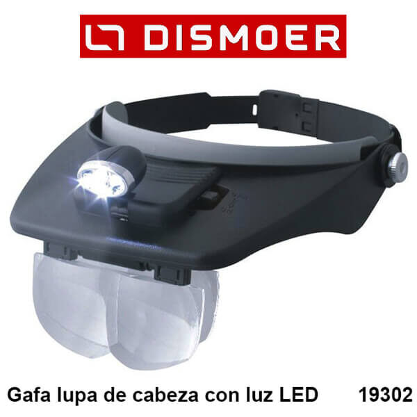 dismoer 19302 Gafa lupa de cabeza con luz LED