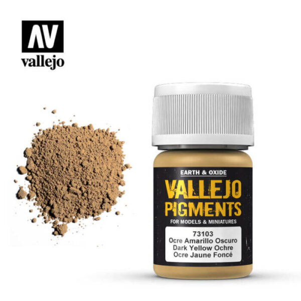 acrylicos vallejo 73103 Pigmento Vallejo Ocre Amarillo Oscuro 35ml Los pigmentos de Acrylicos Vallejo son una selección de tierras naturales y pigmentos sintéticos elegidos en función de su permanencia y resistencia a la luz.