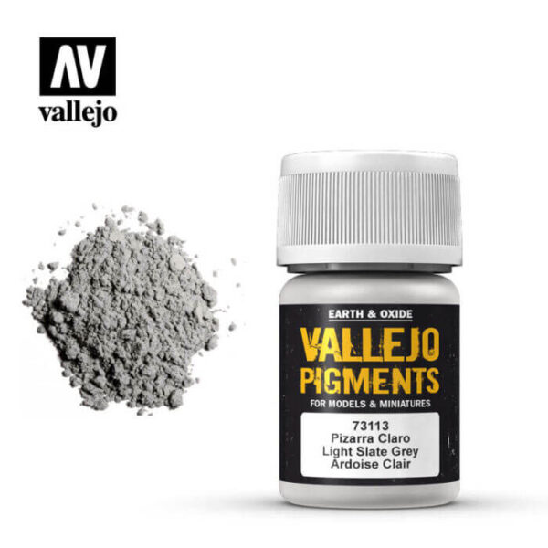 acrylicos vallejo 73113 Pigmento Vallejo Pizarra Claro 35ml Los pigmentos de Acrylicos Vallejo son una selección de tierras naturales y pigmentos sintéticos elegidos en función de su permanencia y resistencia a la luz.