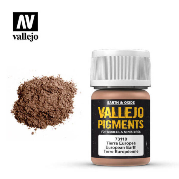 acrylicos vallejo 73119 Pigmento Vallejo Tierra Europea 35ml Los pigmentos de Acrylicos Vallejo son una selección de tierras naturales y pigmentos sintéticos elegidos en función de su permanencia y resistencia a la luz