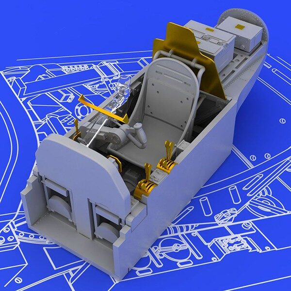 eduard brassin 648259Lockheed P-38J Lightning Cockpit Kit en resina y fotograbado para super detallar la cabina del P-38J Lightning de Academy