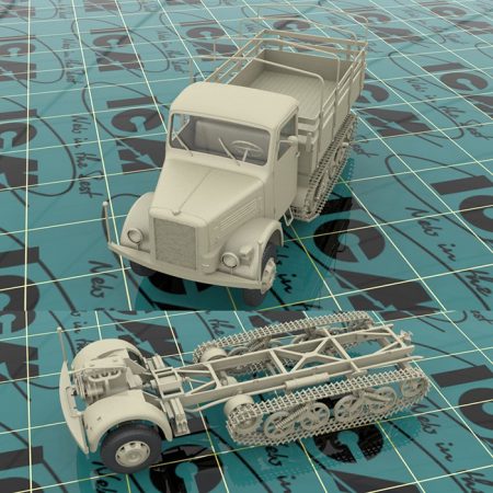 icm 35453 KHD S3000/SS M Maultier WWII German Semi-Tracked Truck Kit en plástico para montar y pintar. Incluye cadenas por tramo y eslabón y motor detallado.