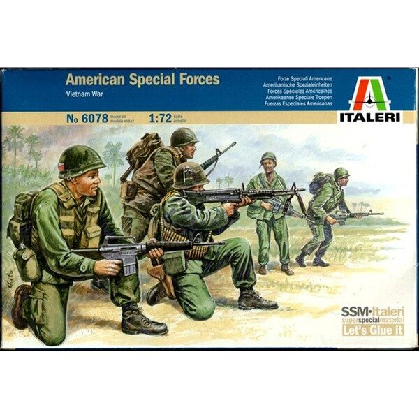 italeri 6078 US Special Forces Vietnam War Kit en plástico para montar y pintar. Incluye 50 figuras de soldados americanos en Vietnam en varias poses