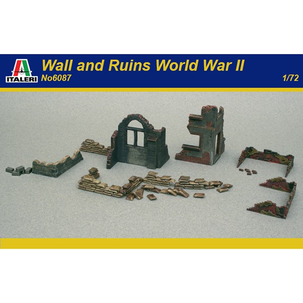italeri 6087 Walls and Ruins 1/72 Kit en plástico para montar y pintar. Incluye ruinas, muros y trincheras de sacos.