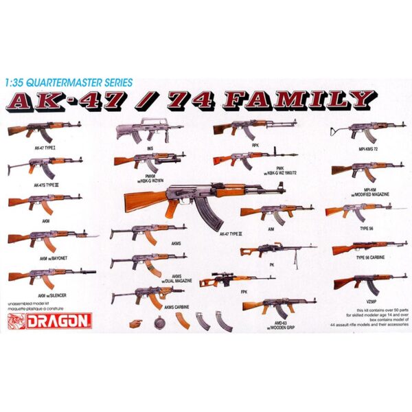 dragon 3802 AK-47/74 Family Part 1 Kit en plástico para montar y pintar. Incluye diferentes modelos de la familia de fusiles de asalto soviéticos AK-47/74 ( 2 unidades de cada modelo)
