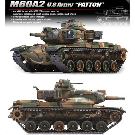 Academy 13296 U.S. ARMY M60A2 PATTON Kit en plástico para montar y pintar. Incluye piezas en fotograbado.