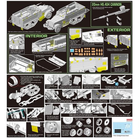 dragon models 3598 IDF M3 w/20mm Hispano-Suiza HS .404 Cannon Kit en plástico para montar y pintar. Incluye piezas en fotograbado y equipo personal en DS.