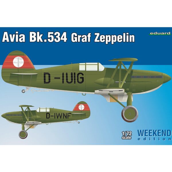 eduard 7445 Avia Bk-534 Graf Zeppelin 1/72 Weekend Edition Kit en plástico para montar y pintar de la serie Weekend Eduard. Hoja de calcas con 2 decoraciones