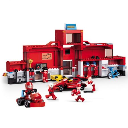 Sluban B0375 Formula F1 Car Station Juego de construcción por bloques de plástico compatibles con Lego y otras marcas.