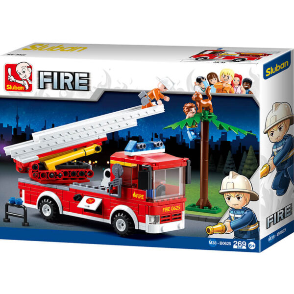 Sluban B0625 Fire Ladder Truck Juego de construcción por bloques de plástico compatibles con Lego y otras marcas.