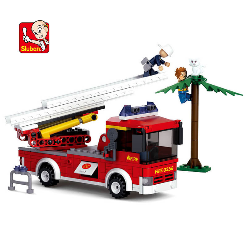 Sluban B0625 Fire Ladder Truck Juego de construcción por bloques de plástico compatibles con Lego y otras marcas.