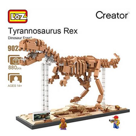 LOZ 9023 Jurassic World Fósil de Dinosaurio Tyrannosaurus Rex 880 pcs Construye una réplica detallada del esqueleto fósil de un Tyrannosaurus Rex con los bloques de montaje mas pequeños del mercado. Incluye base y 2 figuras.