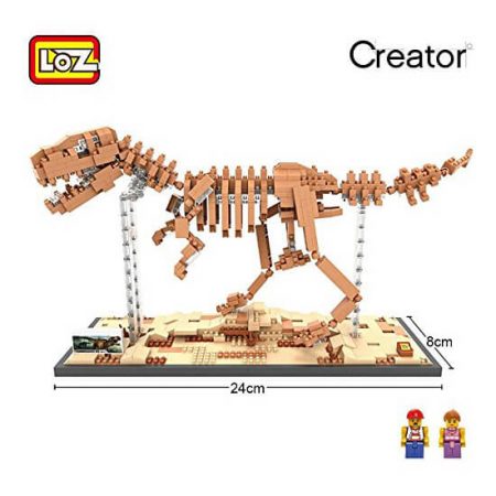 LOZ 9023 Jurassic World Fósil de Dinosaurio Tyrannosaurus Rex 880 pcs Construye una réplica detallada del esqueleto fósil de un Tyrannosaurus Rex con los bloques de montaje mas pequeños del mercado. Incluye base y 2 figuras.