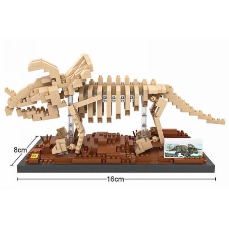 LOZ 9025 Jurassic World Fósil de Dinosaurio Triceratops 660 pcs Construye una réplica detallada del esqueleto fósil de un Triceratops con los bloques de montaje mas pequeños del mercado. Incluye base y 2 figuras.