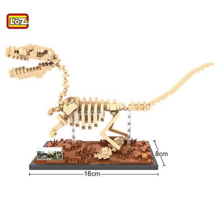 LOZ 9026 Jurassic World Fósil de Dinosaurio Velociraptor 620 pcs Construye una réplica detallada del esqueleto fósil de un Velociraptor con los bloques de montaje mas pequeños del mercado. Incluye base y 2 figuras.