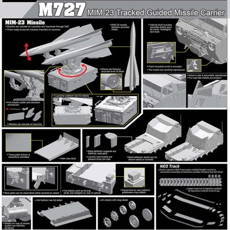 dragon 3583 M727 MiM-23 Tracked Guided Missile Carrier Kit en plástico para montar y pintar. Incluye cadenas por tramos y eslabones individuales.escala 1/35