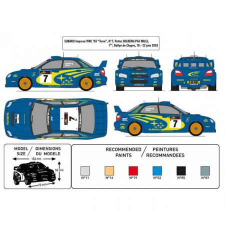 heller 80750 Subaru Impreza WRC 03 Rally de Chipre 1/24 Kit en plástico para montar y pintar.