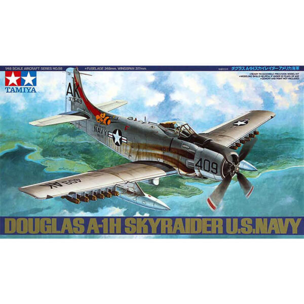 tamiya 61058 US Navy Douglas A-1H Skyraider Kit en plástico para montar y pintar.