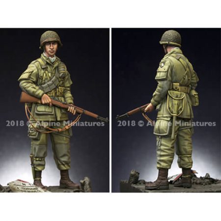 alpine miniatures 35251 US 101st Airborne Trooper Kit en resina para montar y pintar. El kit incluye 1 figura y 2 cabezas.