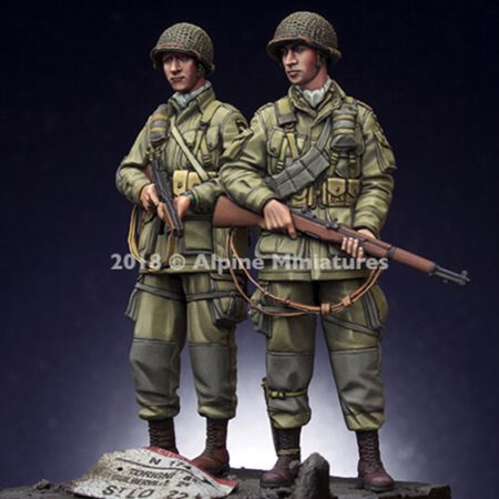 alpine miniatures 35252 US 101st Airborne Trooper Set Kit en resina para montar y pintar. El kit incluye 2 figuraS y 4 cabezas.