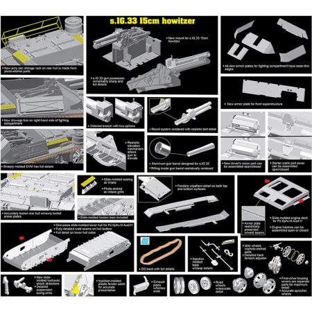 dragon 6904 DAK 15cm s.IG.33 auf Fgst.Pz.III Kit en plástico para montar y pintar. Incluye piezas en fotograbado y cañón torneado en metal.