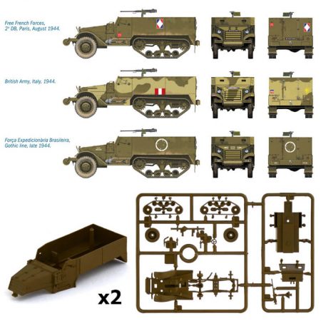 italeri 7509 M3 HALF TRACK FAST ASSEMBLY Kit en plástico para montar y pintar. Kit de montaje rápido, incluye 2 M3 Halftracks. Escala 1/72