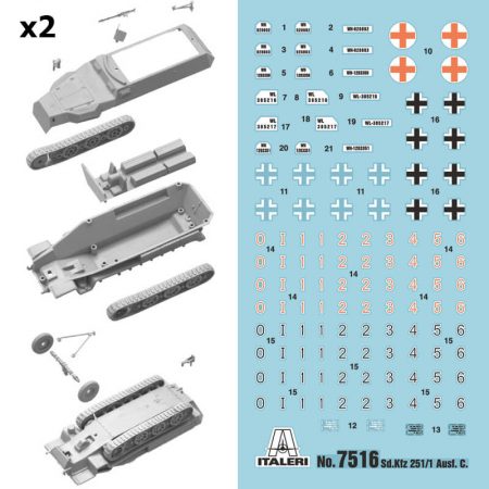 italeri 7516 Sd.Kfz. 251/1 Ausf. C FAST ASSEMBLY Kit en plástico para montar y pintar. Kit de montaje rápido, incluye 2 Sd.Kfz. 251/1 Ausf. C. Escala 1/72