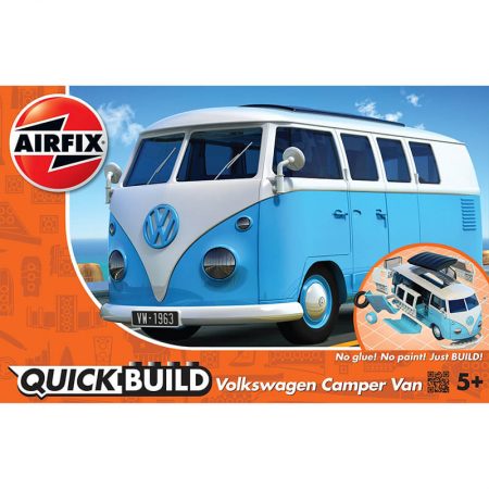 j6024 Airfix Volkswagen VW Camper Van Blue Quickbuild La nueva gama de modelos QUICK BUILD de Airfix se construyen usando bloques de plástico de ajuste fácil.