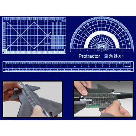 trumpeter master tools 09941 Trumpeter Hobby 0.2mm Filmic Gauge Silver Juego de reglas flexibles en acetato transparente de espesor 0.2mm y con marcas de medida en color plata. Muy útil para tomar mediciones sobre superficies esféricas o irregulares.