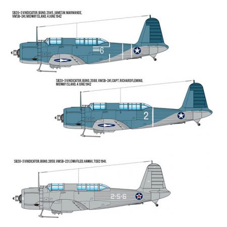 Academy 12324 USN SB2U-3 Vindicator Battle of Midway Kit en plástico para montar y pintar. Longitud 216 mm Hoja de calcas con 3 decoraciones de la batalla de Midway.