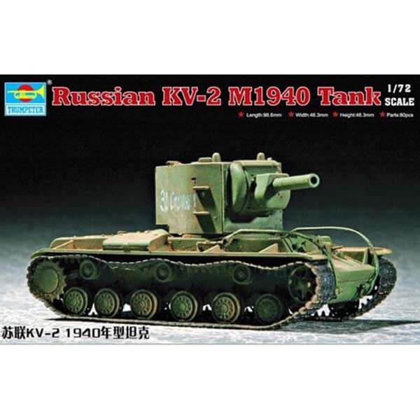 trumpeter 07235 Soviet KV-2 M1940 tank Kit en plástico para montar y pintar. Dimensiones 98 x 46 mm