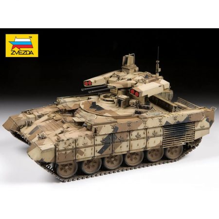 zvezda 3695 BMPT Terminator-2 Russian Fire Support Combat Vehicle Kit en plástico para montar y pintar. Cadenas por tramo y eslabón.
